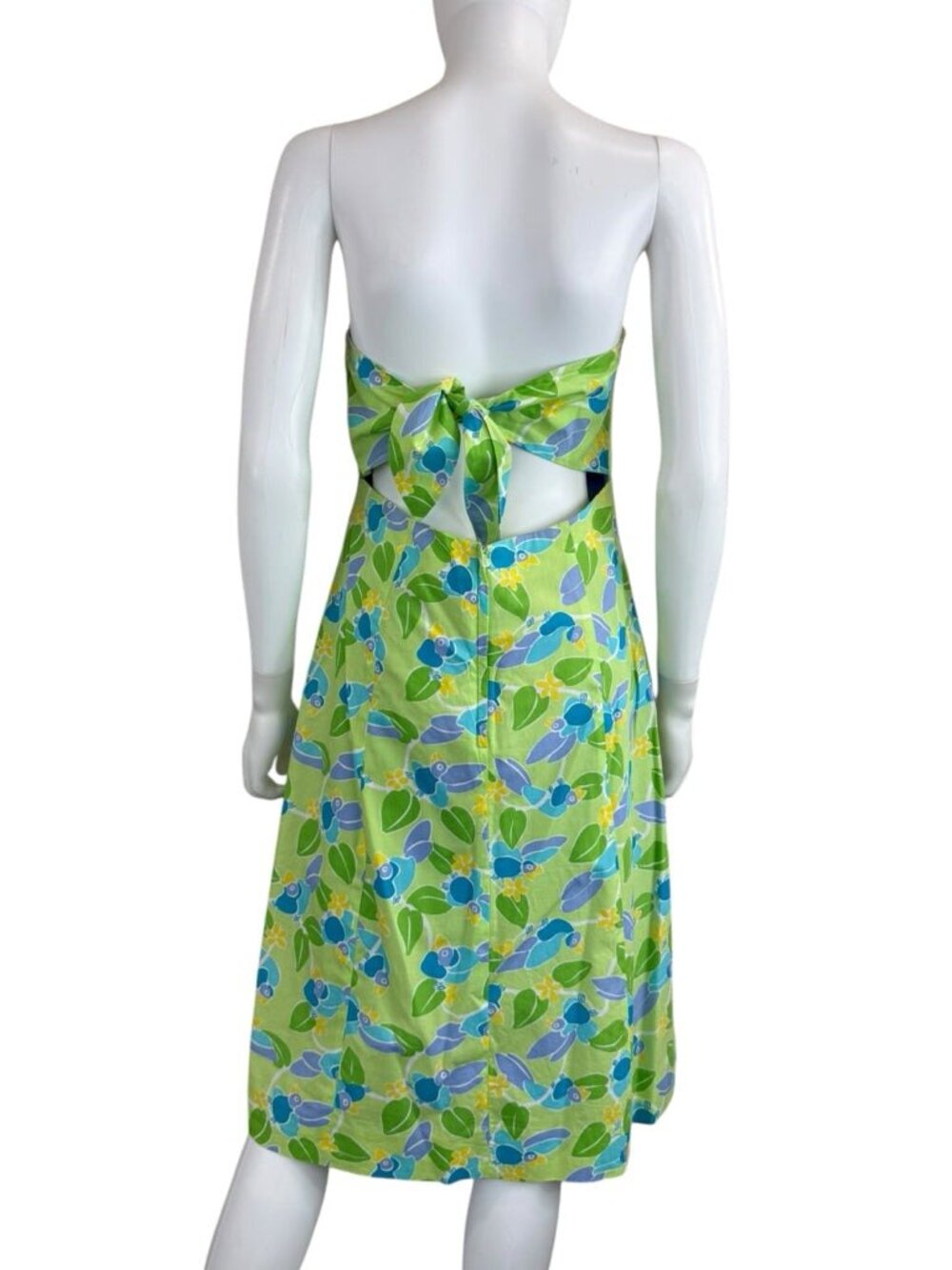 Lilly Pulitzer Vintage Green Toucan Bird Strapless Dress Size 10 L0968 - Picture 3 of 8